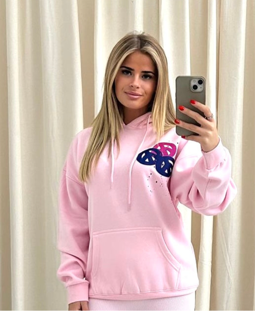 Peace & Love Graffiti Hoodie Pink