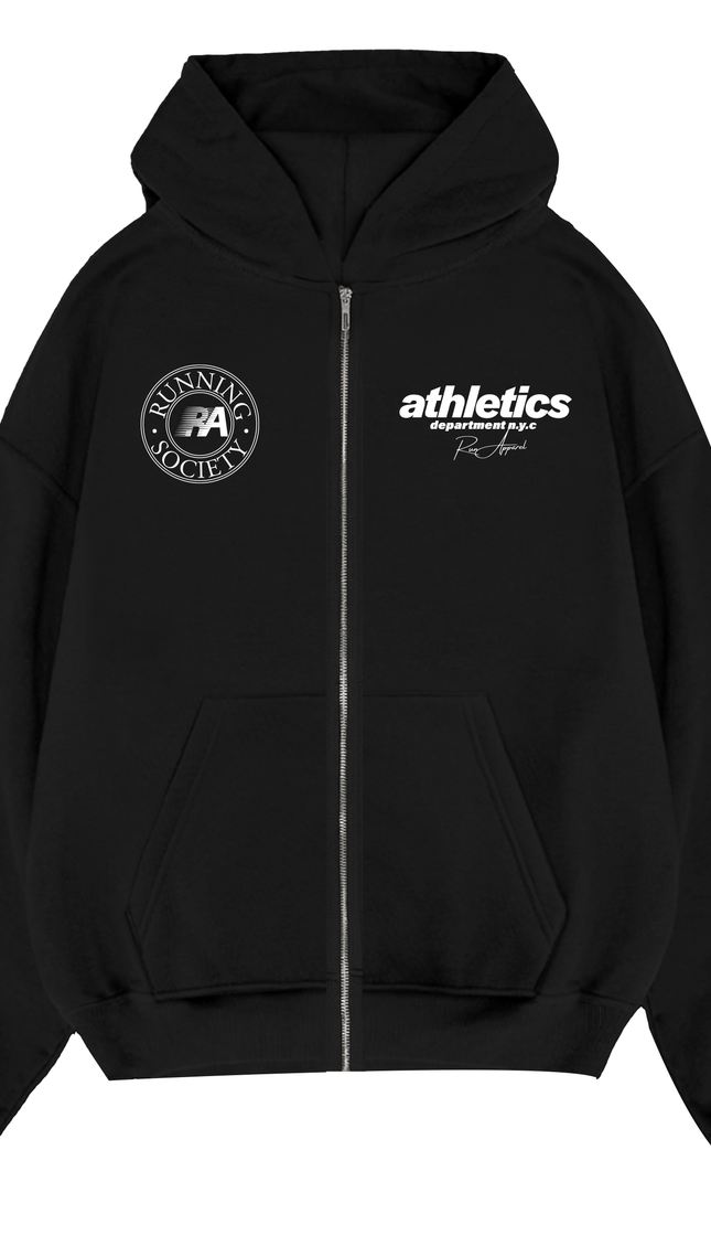 Running Society Zip Up Hoodie – unisex printed hoodie by Miss Runway