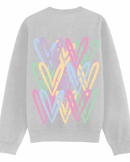 Pastel Heart Printed Sweatshirt Adults