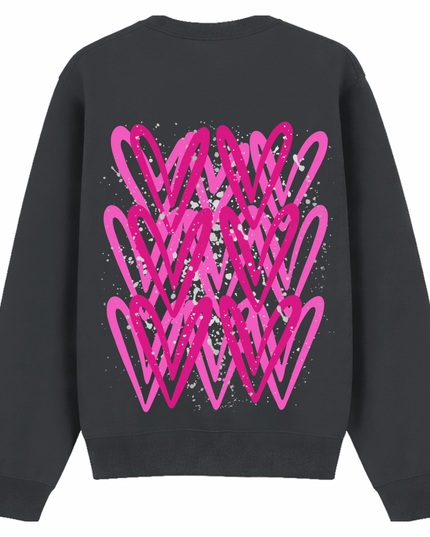 Hot Pink/Silver Heart Printed Sweatshirt Adults