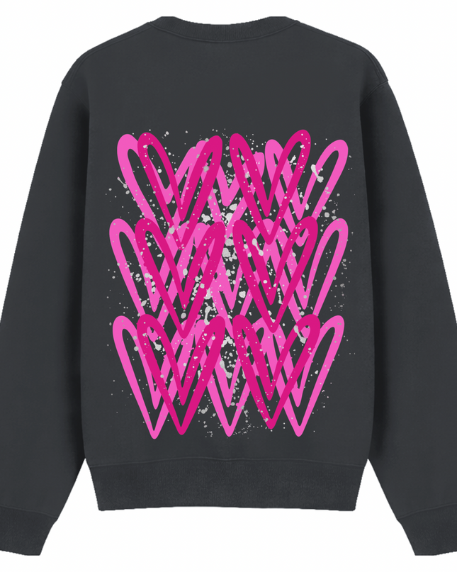 Hot Pink/Silver Heart Printed Sweatshirt Kids