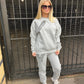 Grey Hearts Oversized Sweatshirt Tracksuit