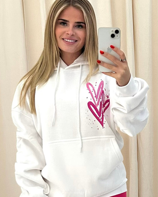 Miss Runway Pink Heart Printed Hoodie Kids