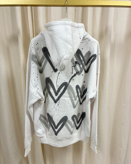Grey Hearts Spray Painted Hoodie Kids