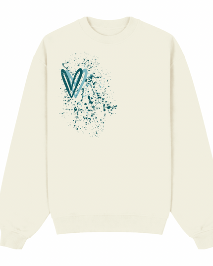 Teal Heart Printed Sweatshirt Kids