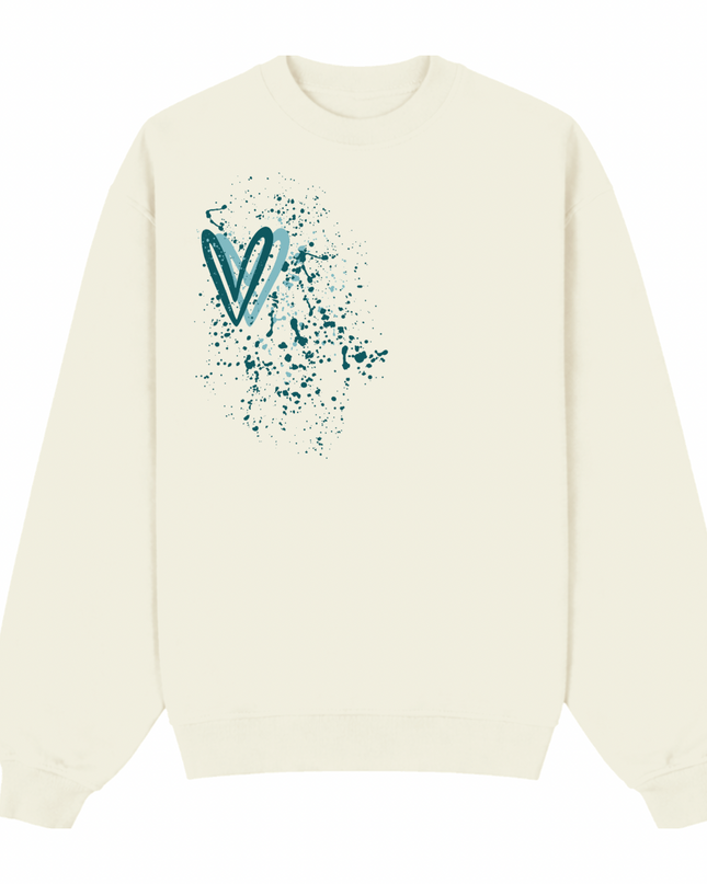 Teal Heart Printed Sweatshirt Kids