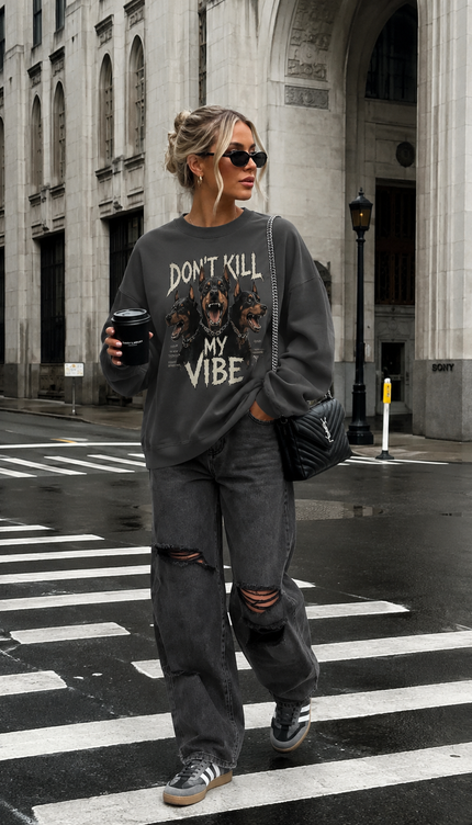 Don't Kill My Vibe Charcoal Sweatshirt – image 4