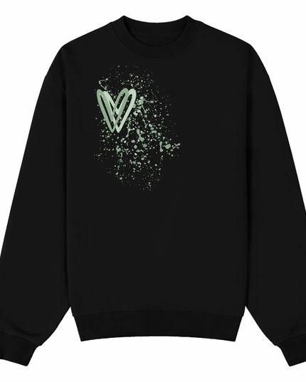 Sage Green Heart Printed Sweatshirt Kids