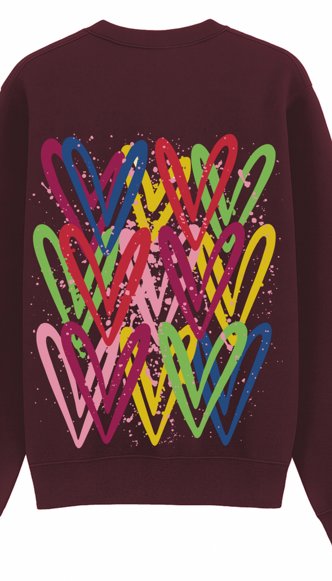 Dark Multicoloured Heart Printed Sweatshirt – image 11