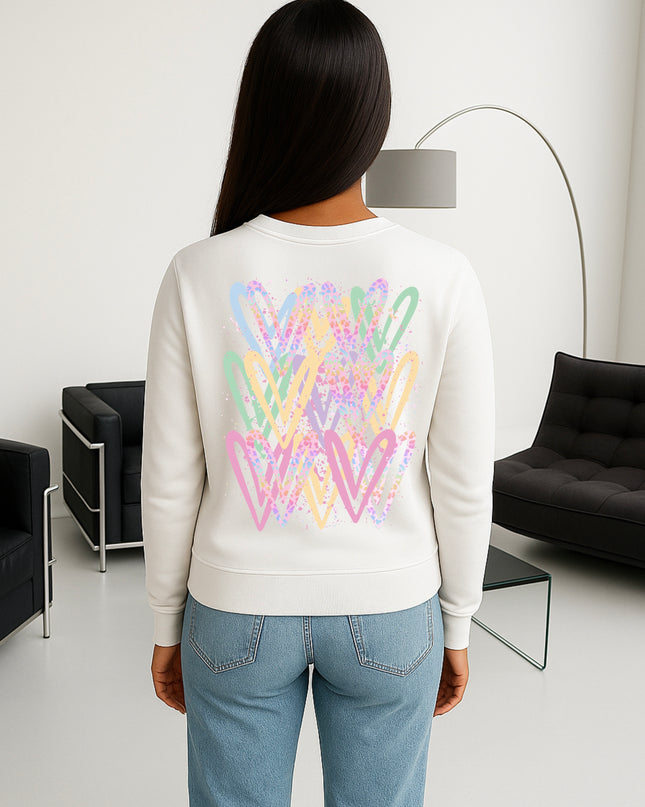 Pastel Leopard Heart Printed Sweatshirt