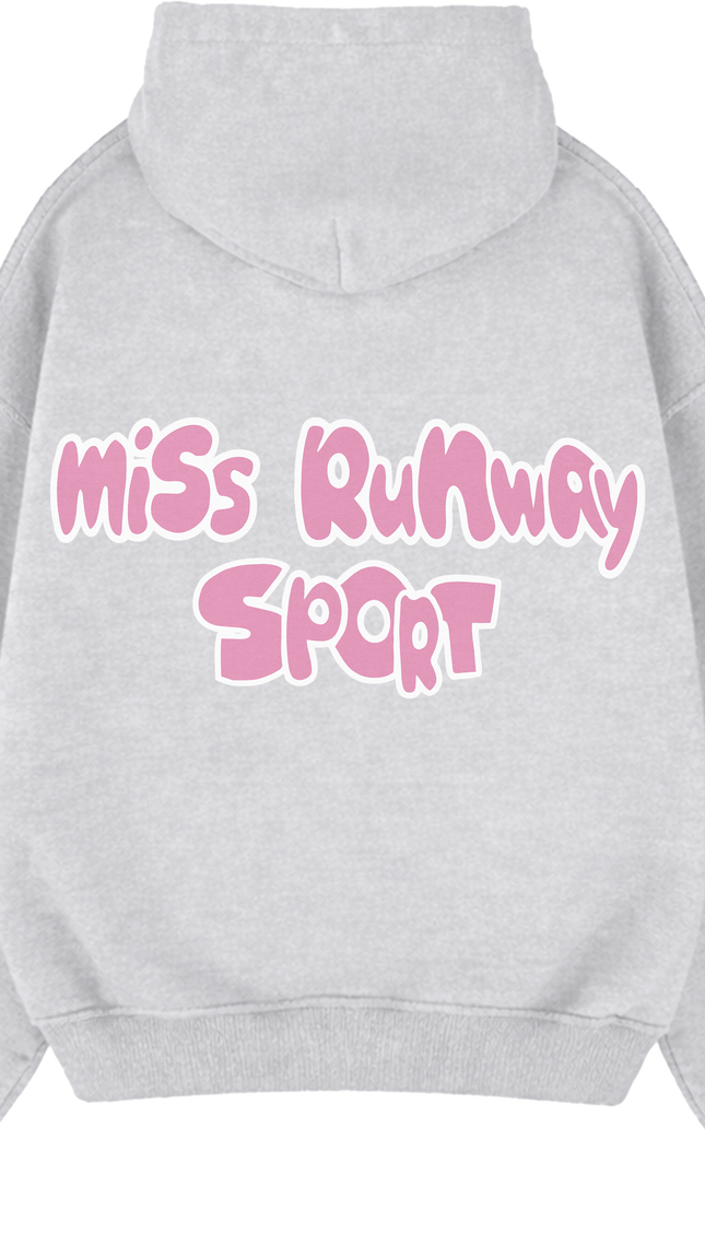 Miss Runway Sport Hoodie Grey/Pink – adult printed hoodie by Miss Runway