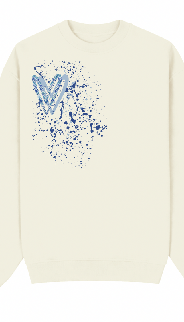 Blue Zig Zag Heart Printed Sweatshirt – image 4