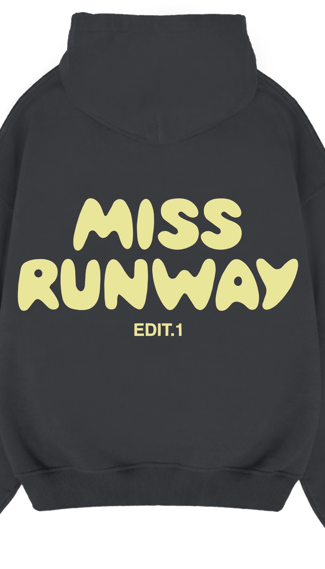 Miss Runway Edit 1 Hoodie Charcoal/Lemon – adult printed hoodie by Miss Runway