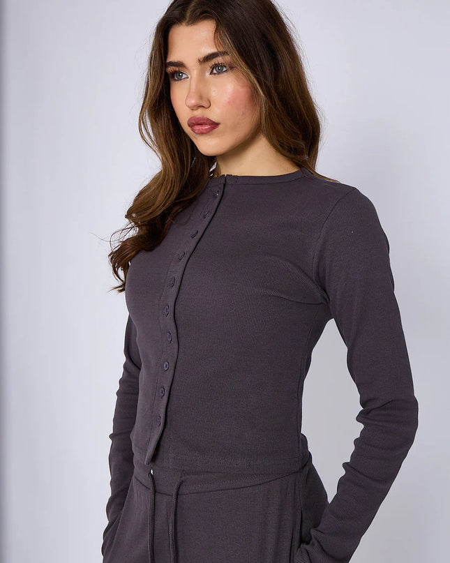 Button Loungewear Co ord  Charcoal Grey