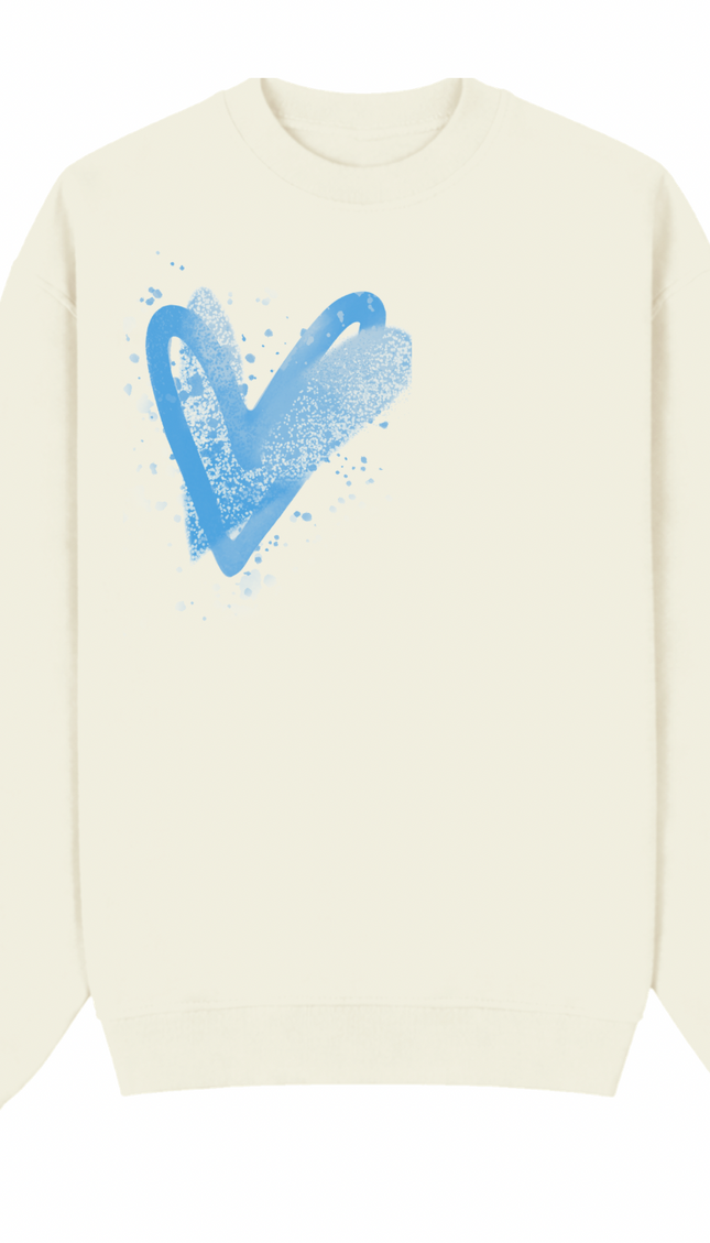 Blue Scatter Heart Printed Sweatshirt – image 6