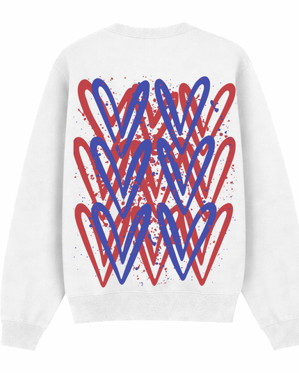 Red/Royal Blue Heart Printed Sweatshirt Kids