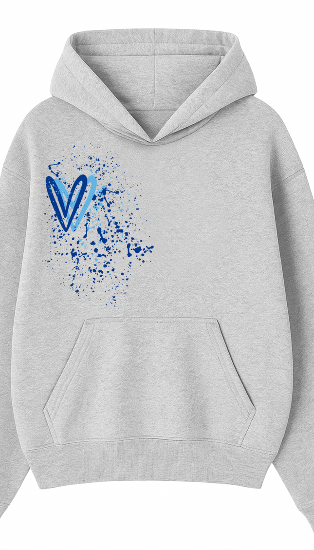 Royal Blue Heart Printed Hoodie – image 6