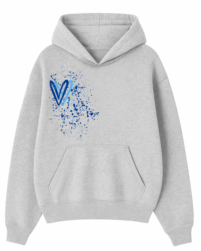 Royal Blue Heart Printed Hoodie Kids