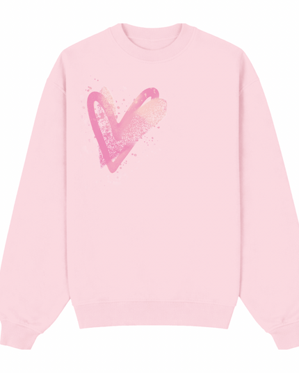 Pink Scatter Heart Printed Sweatshirt Adults