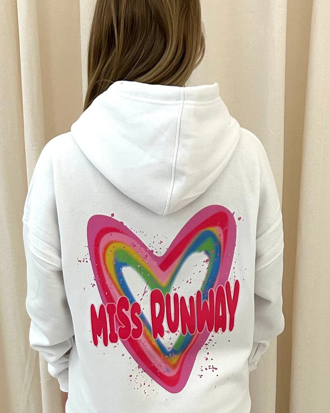 Miss Runway Multicoloured Heart Printed Hoodie Adults