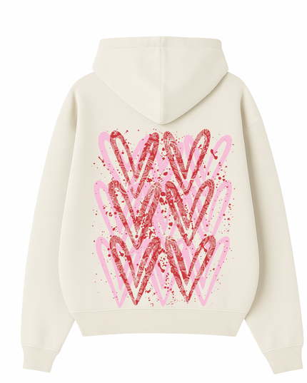 Pink/Red Paisley Heart Printed  Hoodie Kids