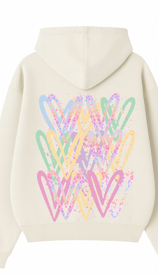 Pastel Leopard Print graffiti heart hoodie with spray paint effect print – women's hoodie by Miss Runway