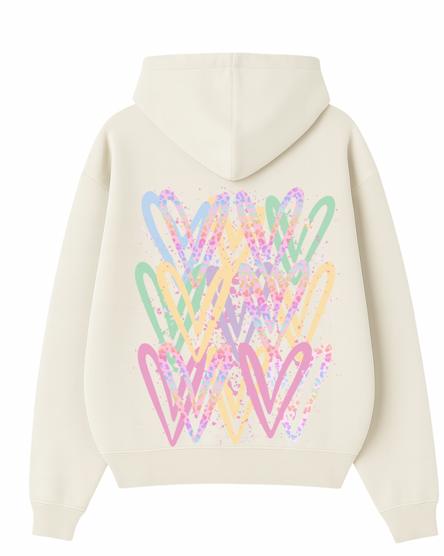 Pastel Leopard Print Heart Printed  Hoodie Kids