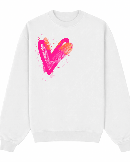Neon Scatter Heart Printed Sweatshirt Kids