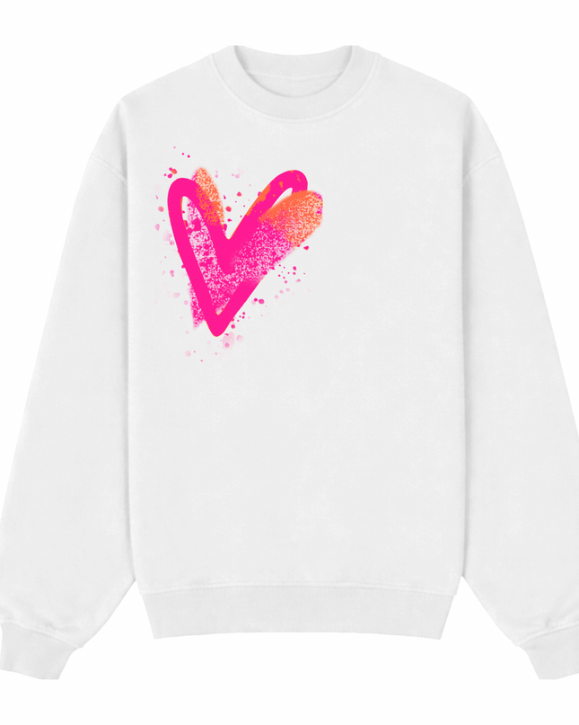 Neon Scatter Heart Printed Sweatshirt Kids