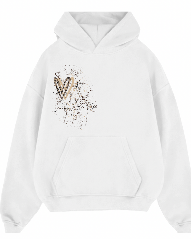 Leopard Print Heart Printed Hoodie Kids