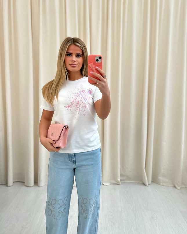 Pastel Leopard Print Heart Printed T-shirt Adult