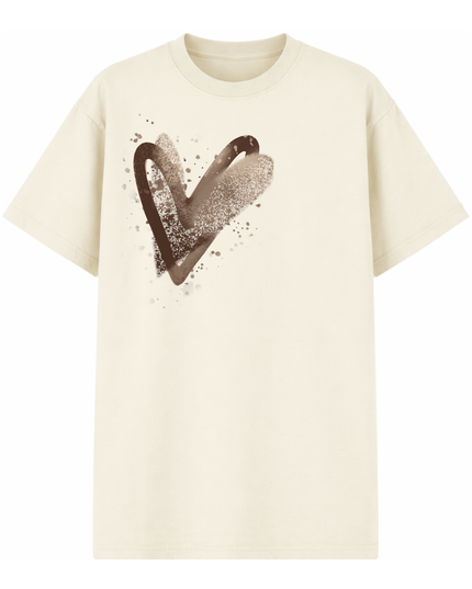 Brown Scatter Heart Printed T-shirt Kids