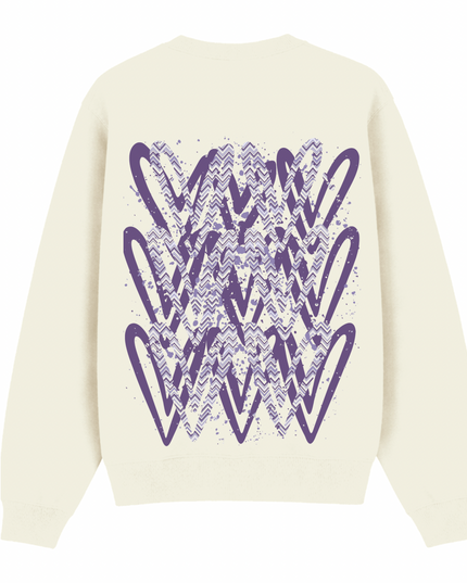 Lilac Zig Zag Heart Printed Sweatshirt Adults