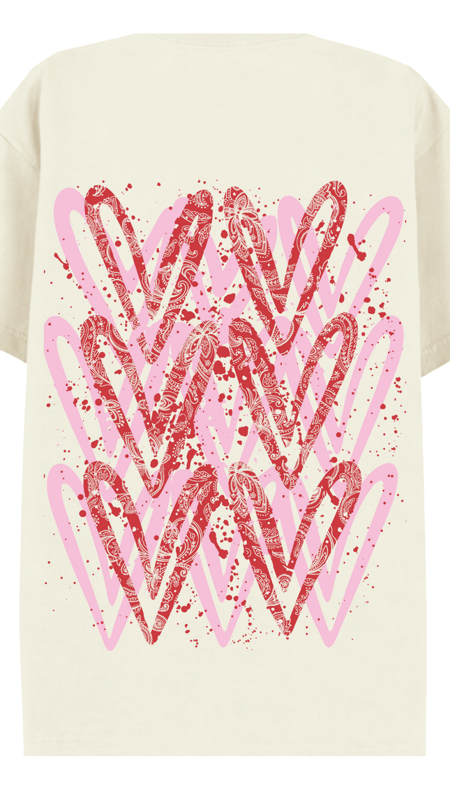Pink/Red Paisley Heart Printed T-shirt – additional view