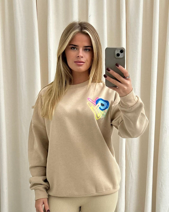 Neon Heart Evil Eye Printed Sweatshirt Adults