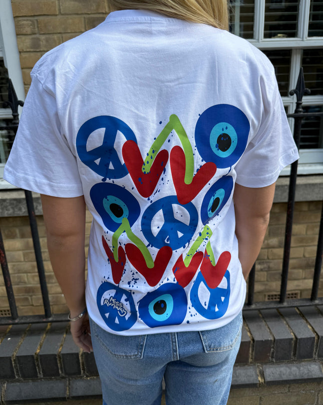Cherry, Peace, Evil Eye Printed T-shirt Adult