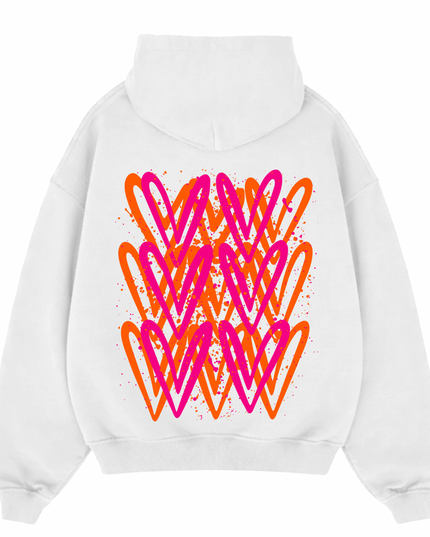 Neon Heart Printed Hoodie Adults