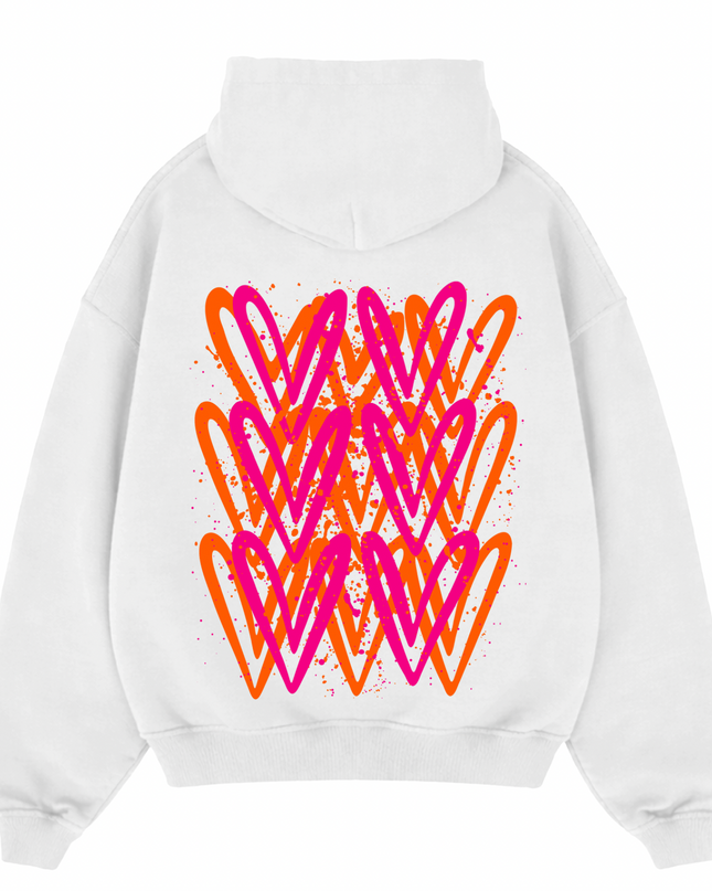 Neon Heart Printed Hoodie Kids