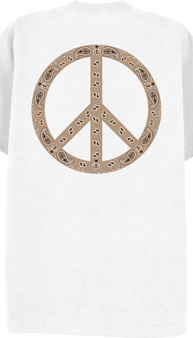Paisley Peace T Shirt Beige – adult printed t-shirt by Miss Runway