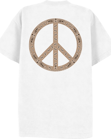 Paisley Peace T Shirt Beige