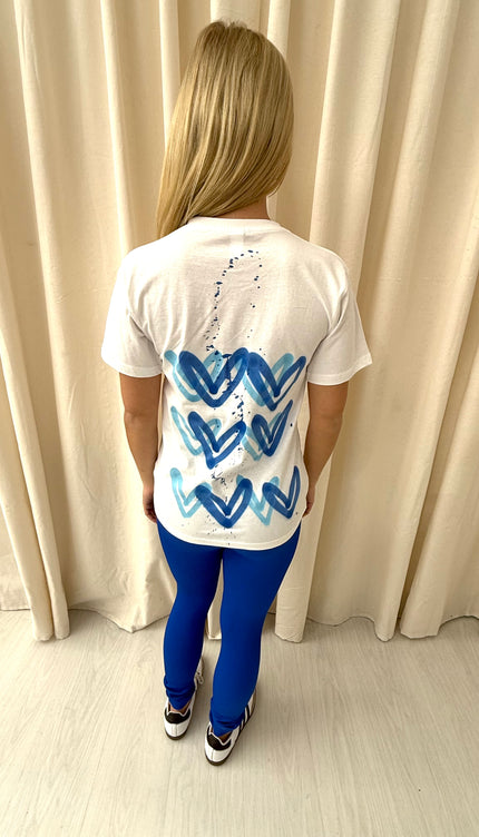 Royal Blue Heart T Shirt Legging Set