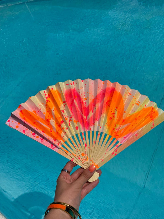 Neon Heart Paper Fan