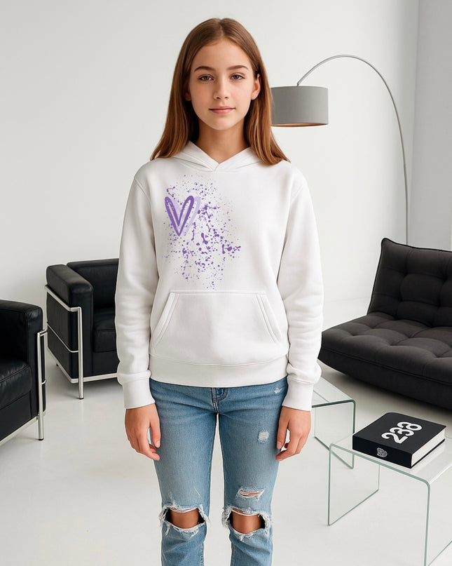 Lilac Heart Printed Hoodie