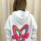 Miss Runway Multicolour Heart Graffiti Ruched Hoodie White