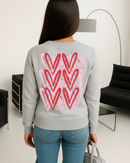 Pink/Red Heart Printed Sweatshirt