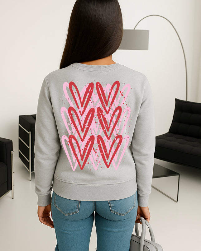 Pink/Red Heart Printed Sweatshirt