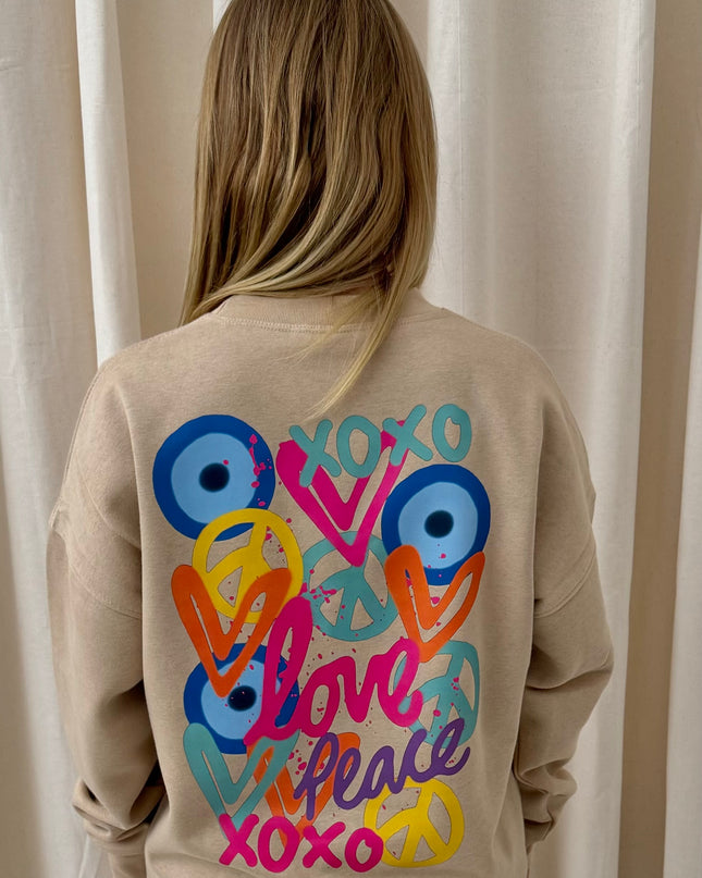 XOXO Graffiti Sweatshirt Beige