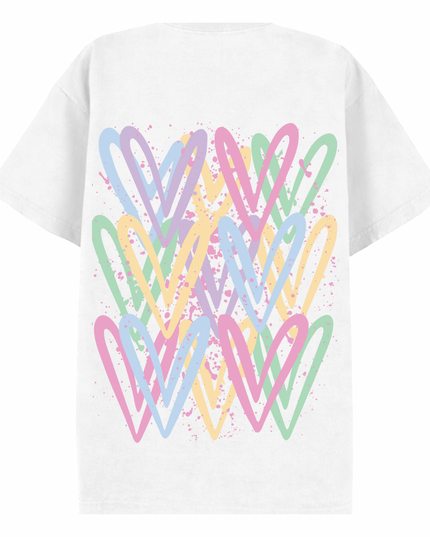 Pastel Heart Printed T-shirt Adult