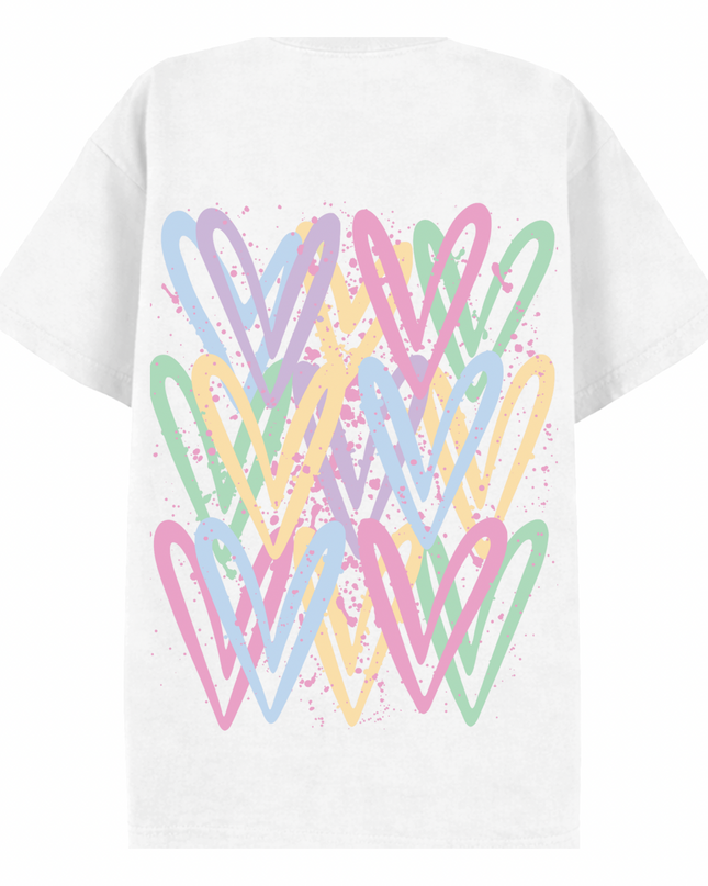 Pastel Heart Printed T-shirt Adult
