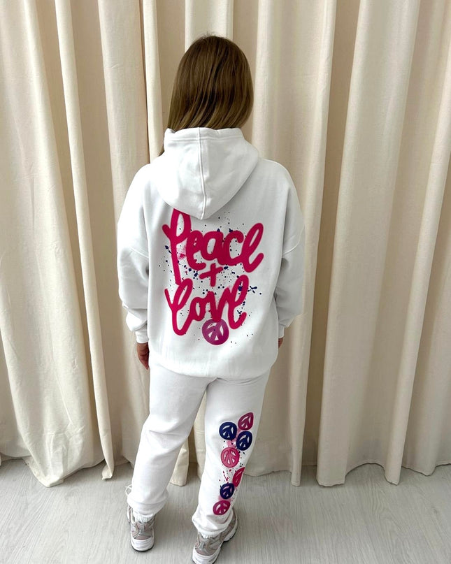 Peace & Love Graffiti Hooded Tracksuit White